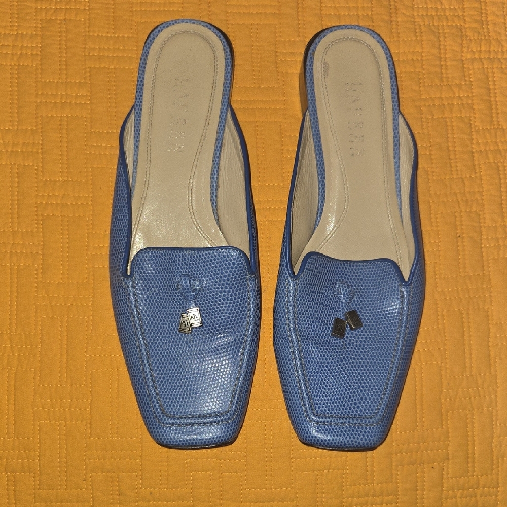 Lauren Ralph Lauren Blue Textured Mules